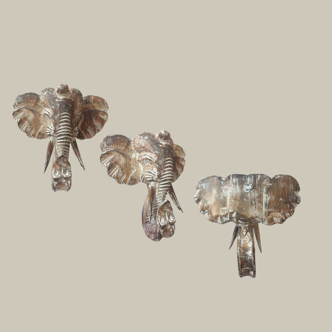 Elephant Head Wall Art Brown Wash