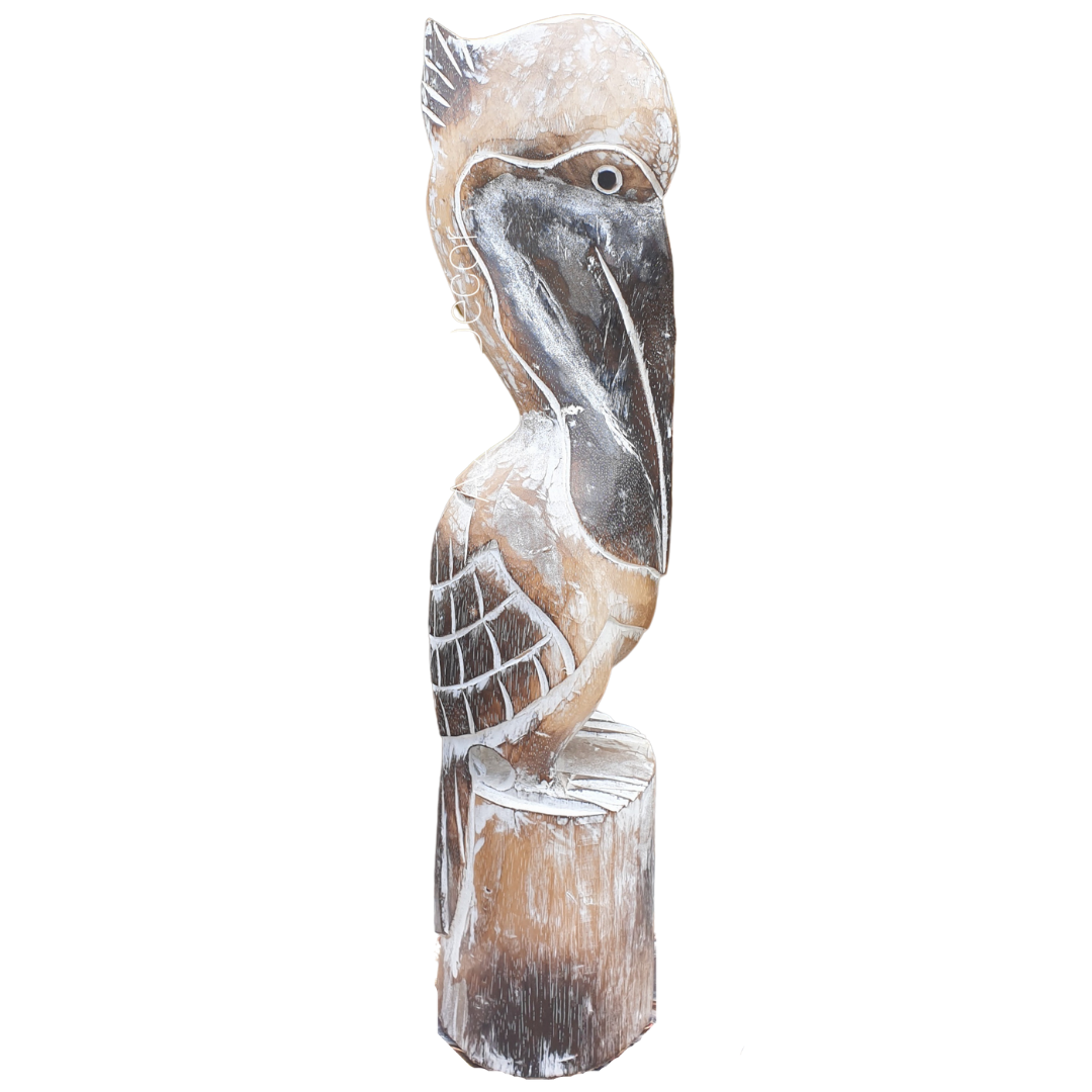 Wooden Pelican Statue Decor Small 60cm