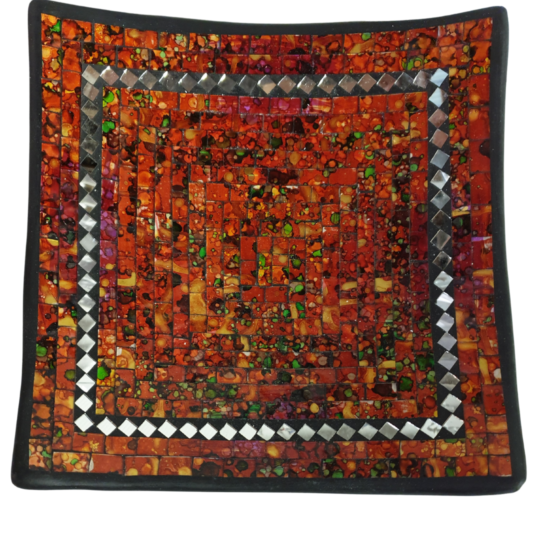 Tangerine Mosaic Square Bowls