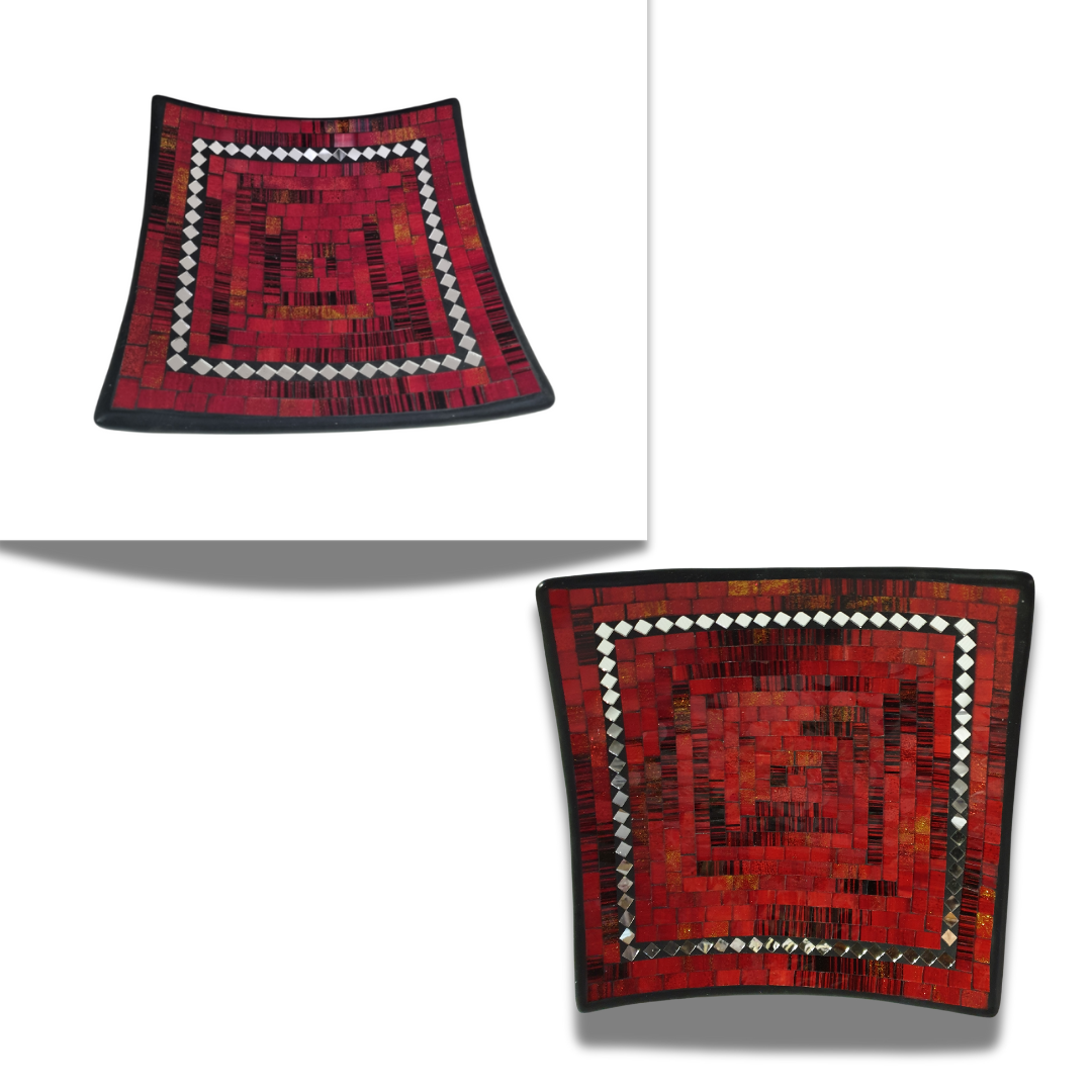Classic Red Mosaic Square Bowls