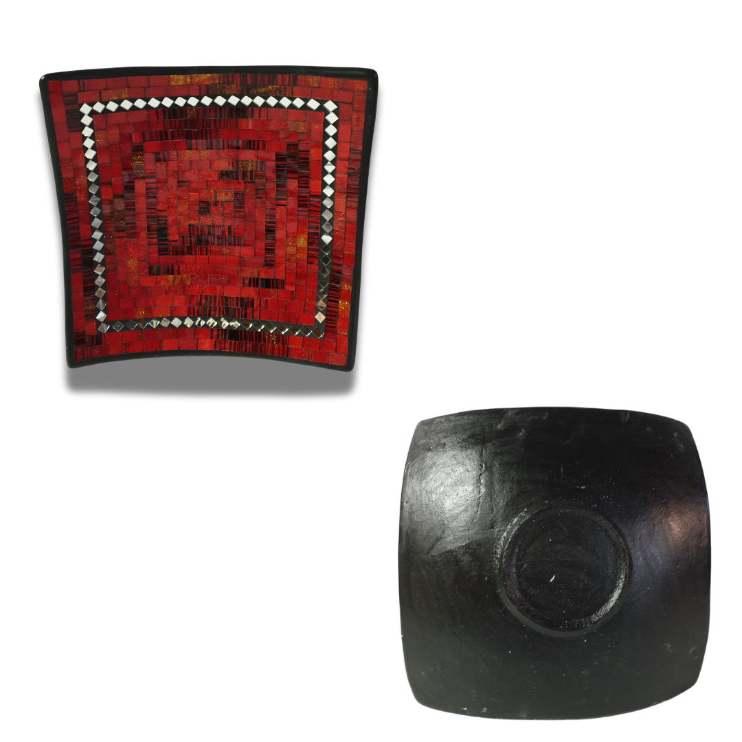 Classic Red Mosaic Square Bowls