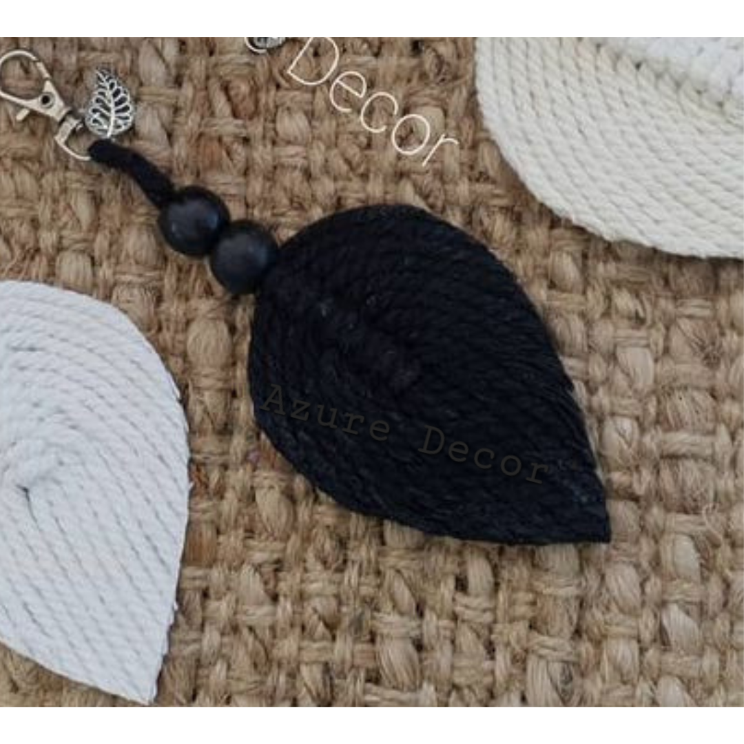 Macrame Leaf Key Ring or Hand Bag Décor