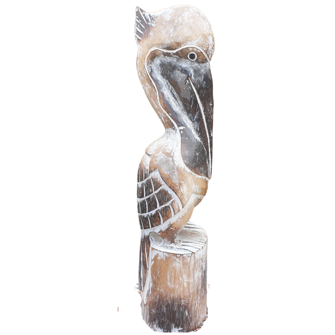 Wooden Pelican Statue Decor medium 80cm