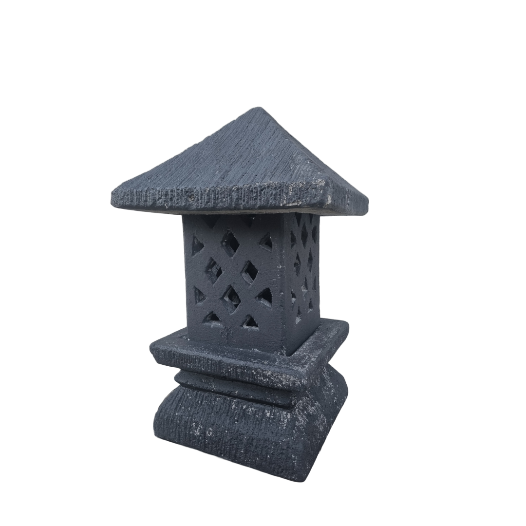 Garden Lantern Black Concrete