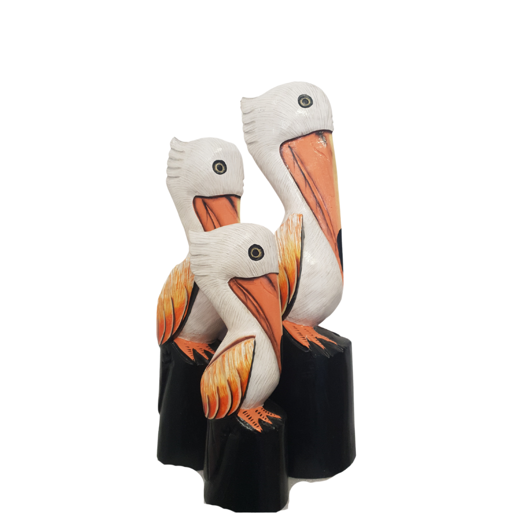 Wooden Carved Pelicans
