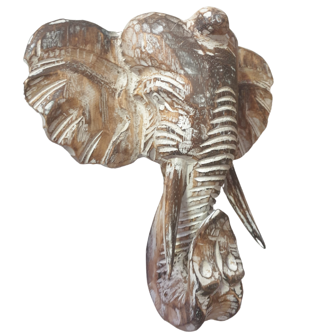 Elephant Head Wall Art Brown Wash