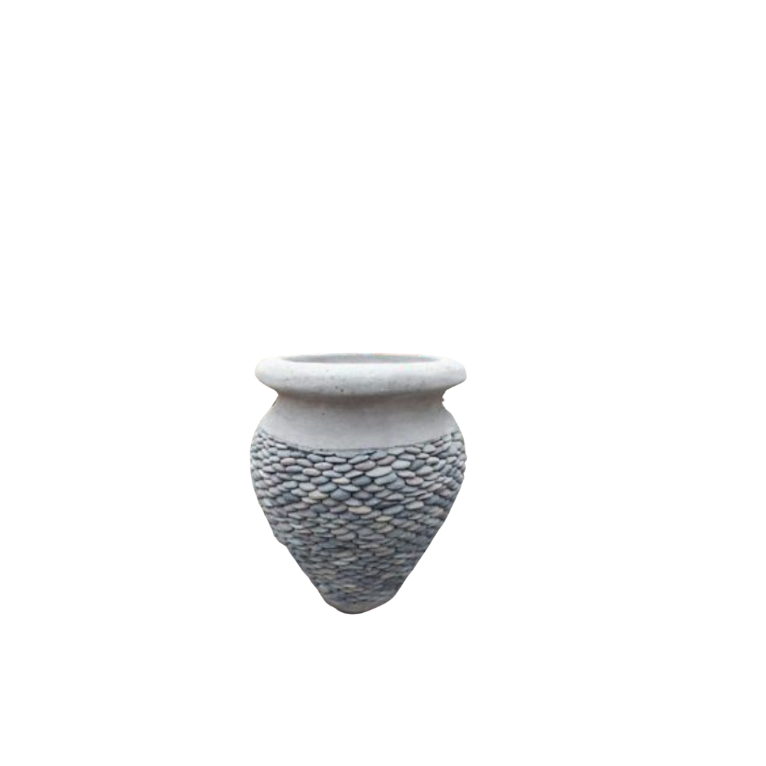Decorative pot with textured surface on a white background