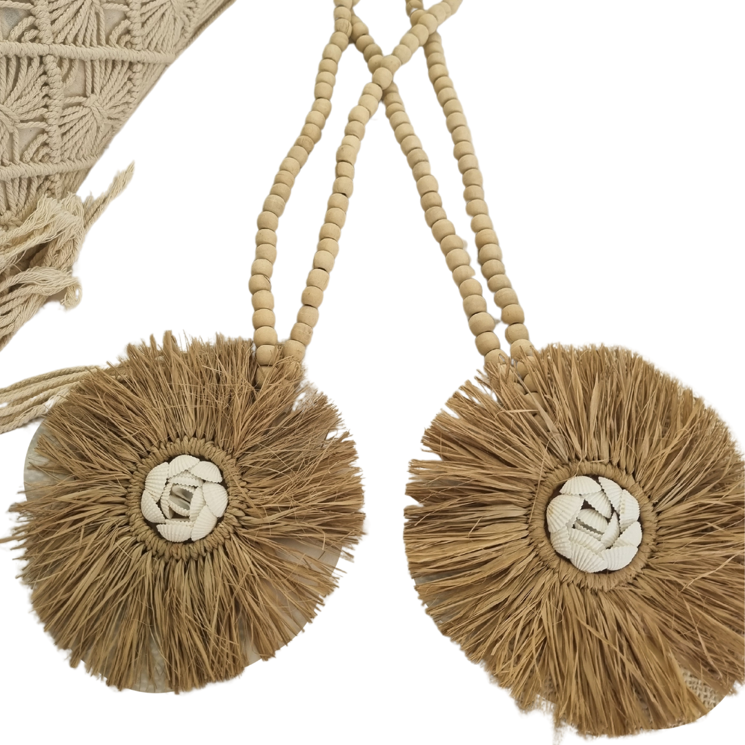 Beaded Seagrass And Shell Tassel 
