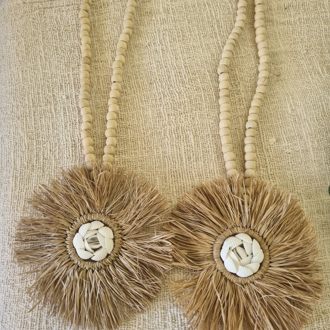 Beaded Seagrass And Shell Tassel 