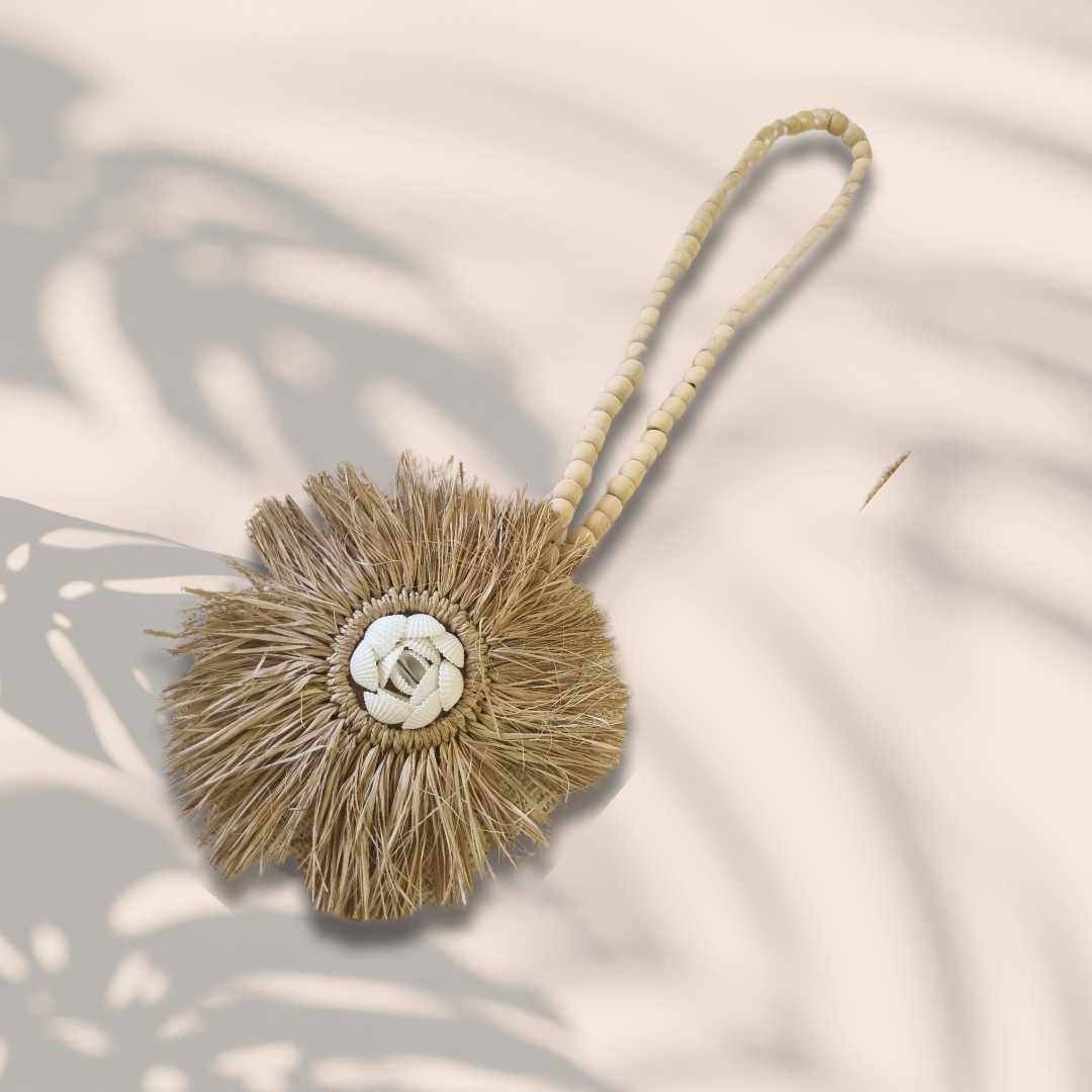 Beaded Seagrass And Shell Tassel 