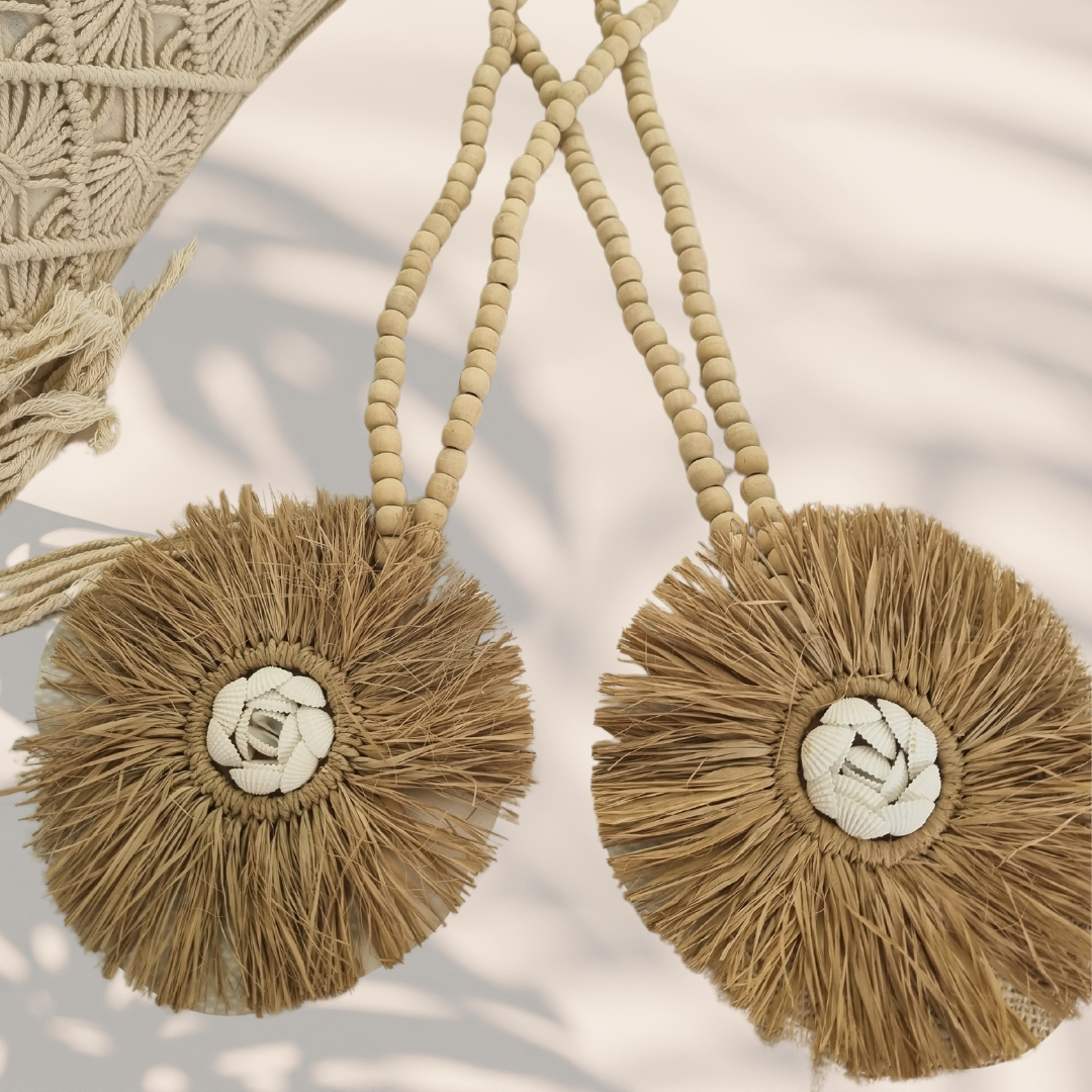 Beaded Seagrass And Shell Tassel 