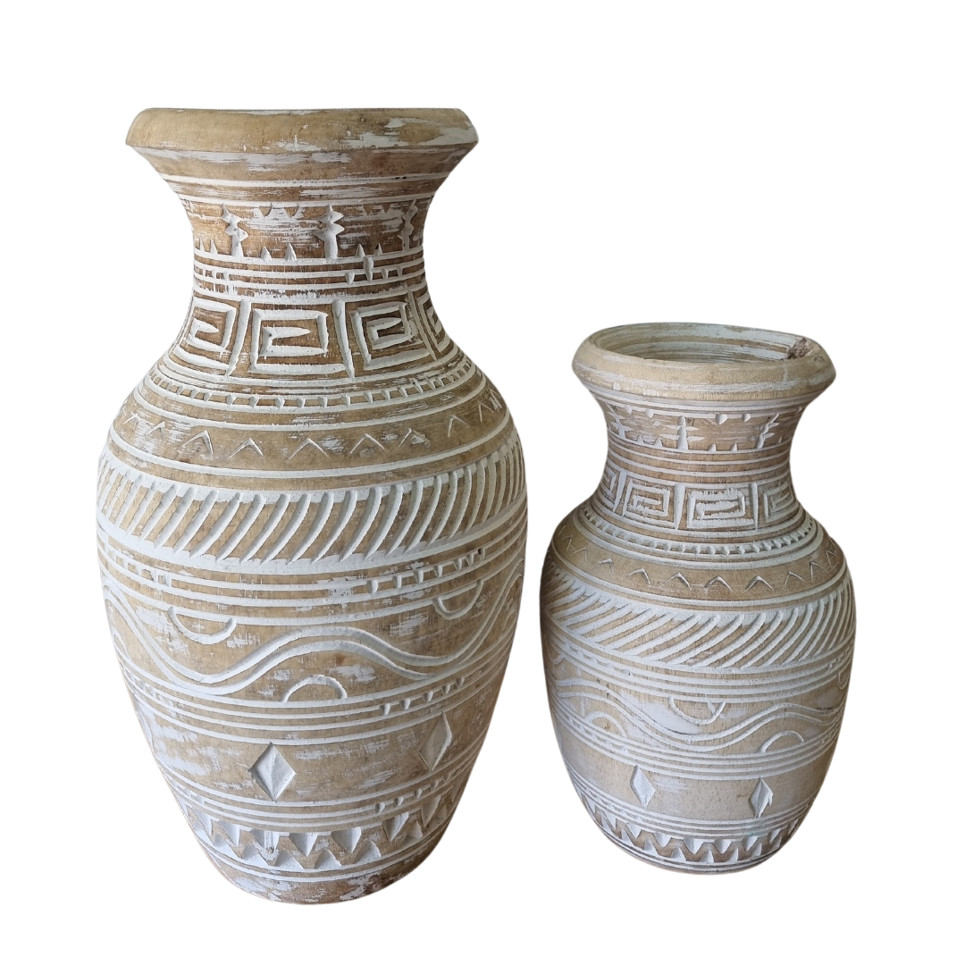 Two hand designed decorative pots for your table top large and small sizes
