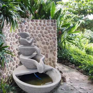 Cascading Serenity Garden Water Fountain – Large Outdoor Concrete Water Feature