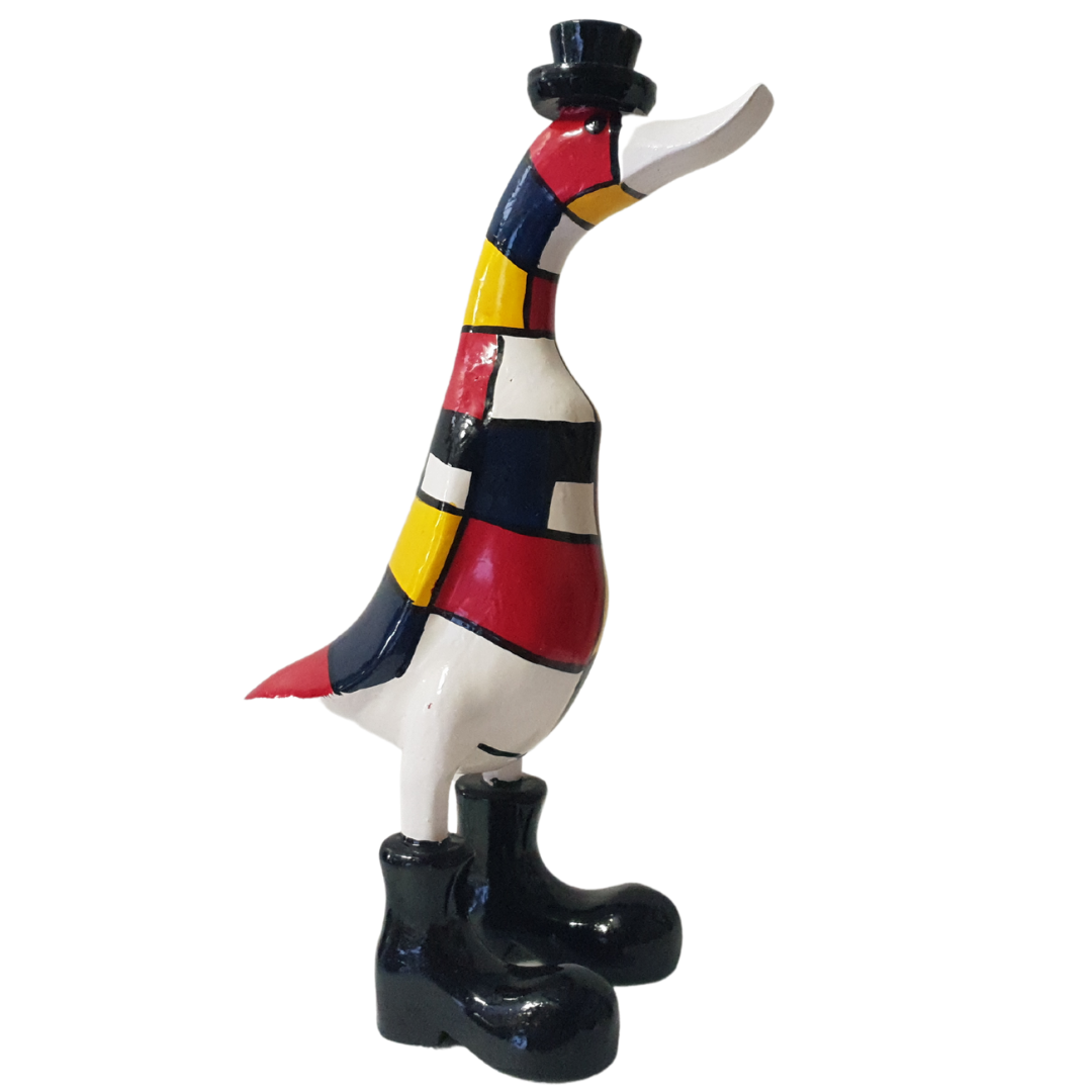 checkered style duck set on a white background