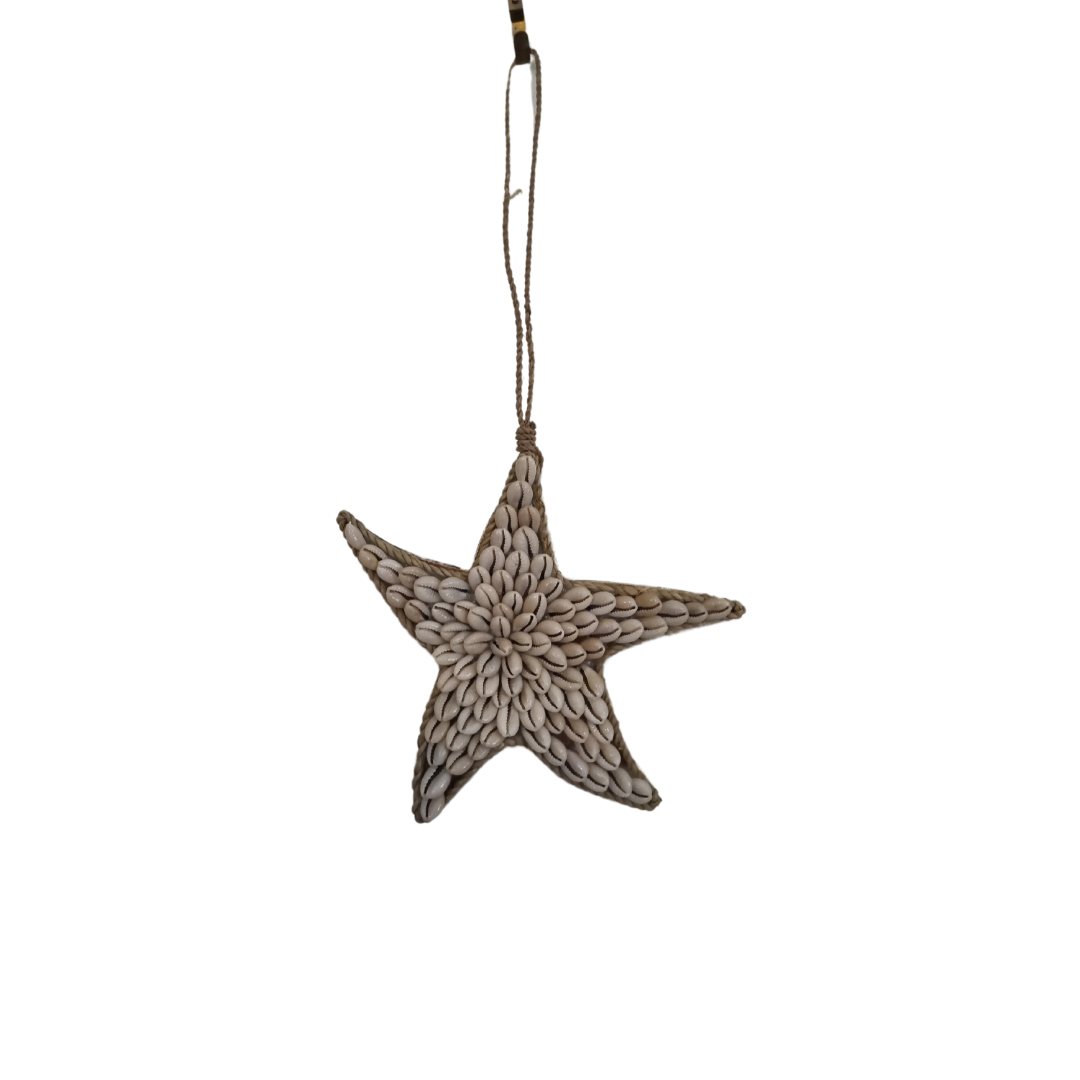 A collection of decorative garlands with sea-inspired designs including representations starfish, laid out on a white surface.