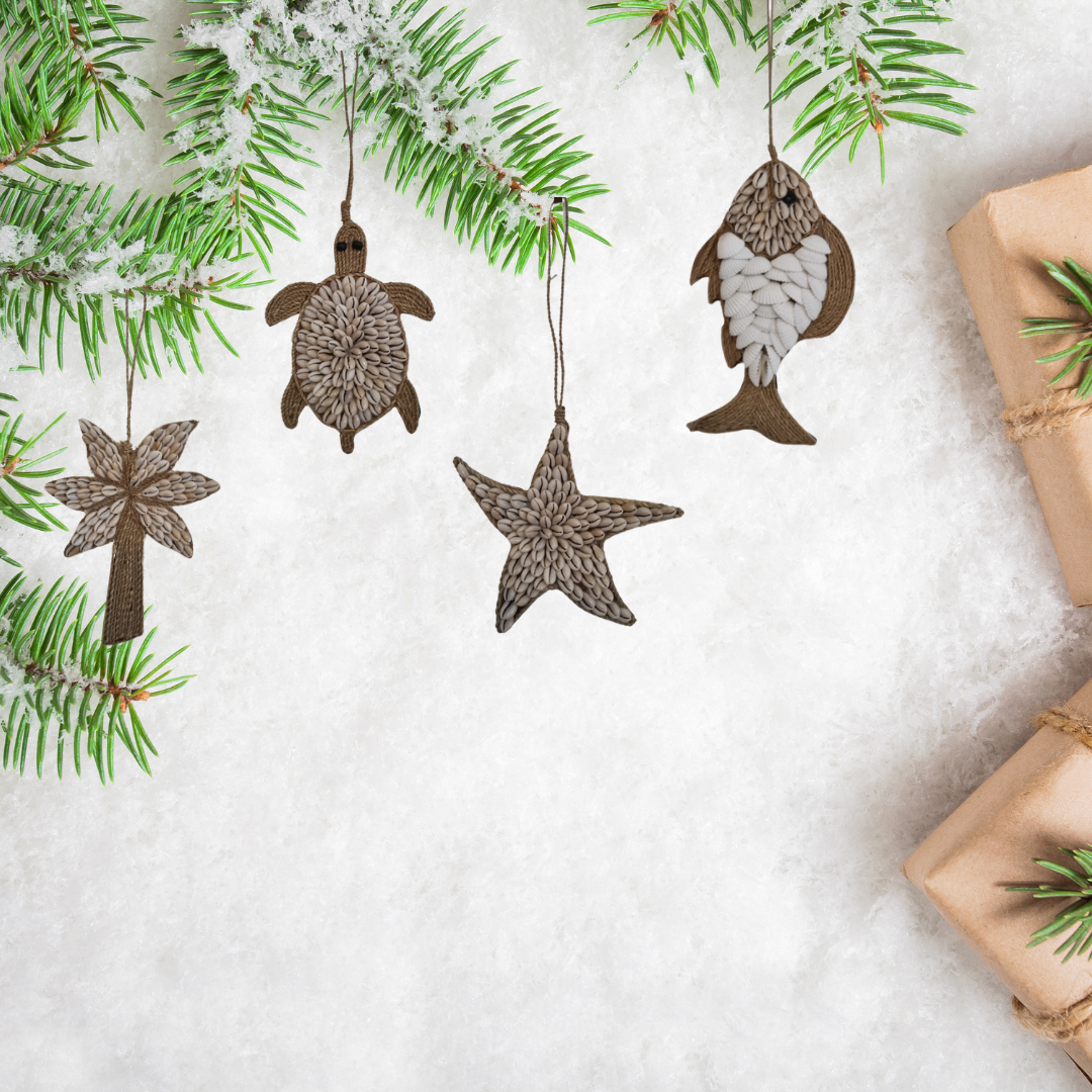 Coastal Shell Garland – Four styles Palm Fish Turtle Star displayed together