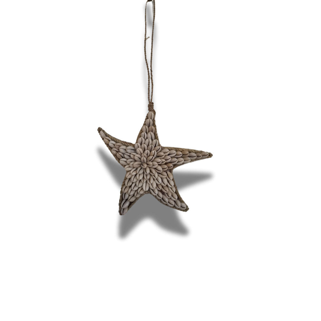 Coastal Shell Garland – star fish style jute rope shell decor wall hanging