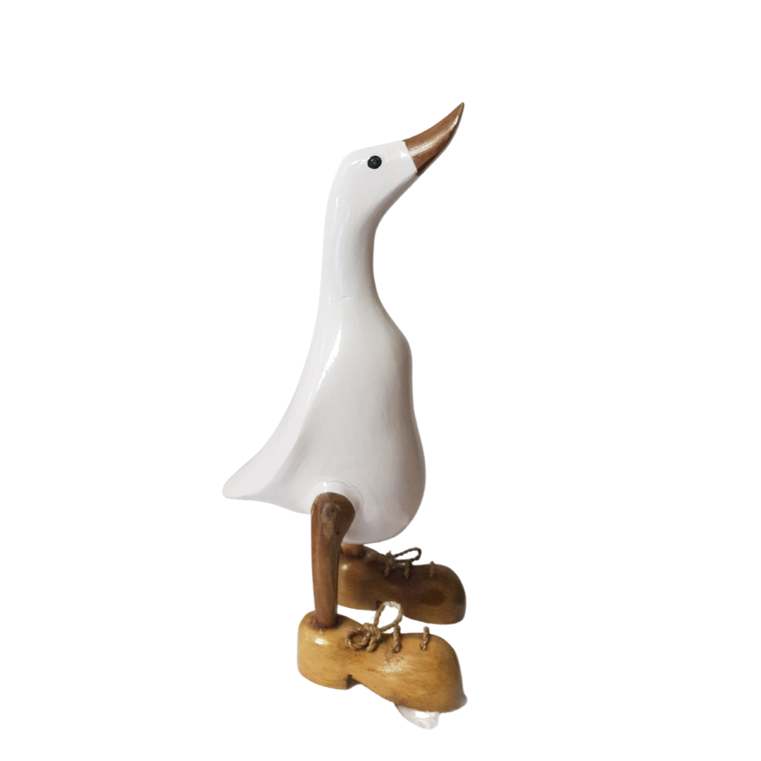 White duck with natural shoe lace boots 