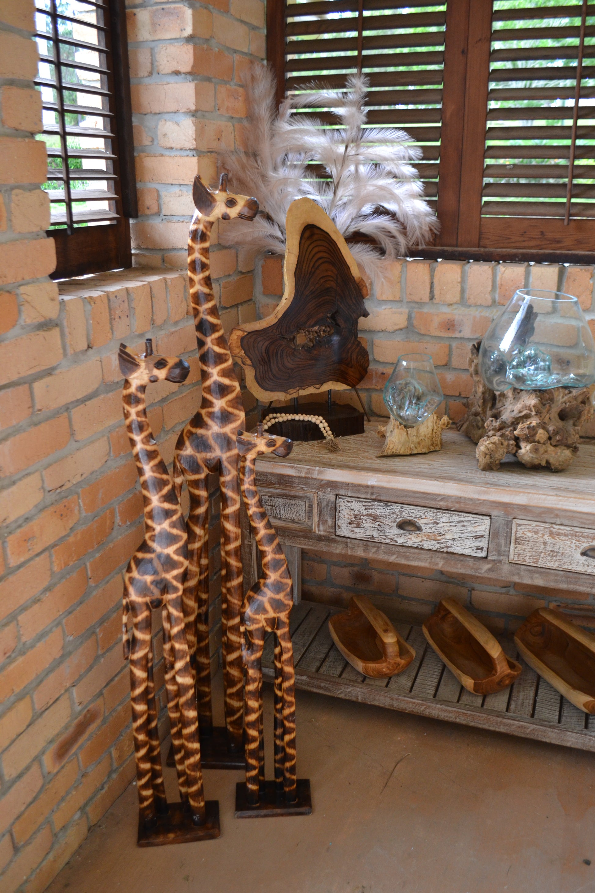 Large Giraffe Statues Wooden