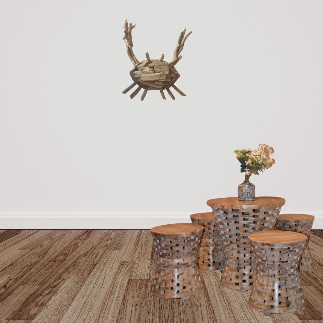 Driftwood Crab Wall Art Unique Coastal Decor
