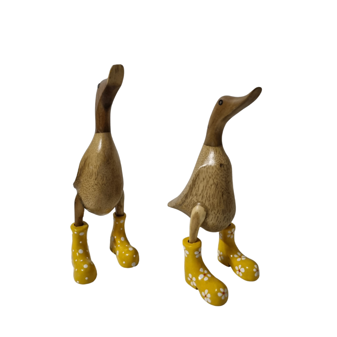 Ducks Bamboo Wellington Boots set forward on a white background