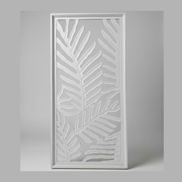 Fern Palm Leaf Precision-Cut Wall Art Panel | 80x40cm | White Wash & Natural