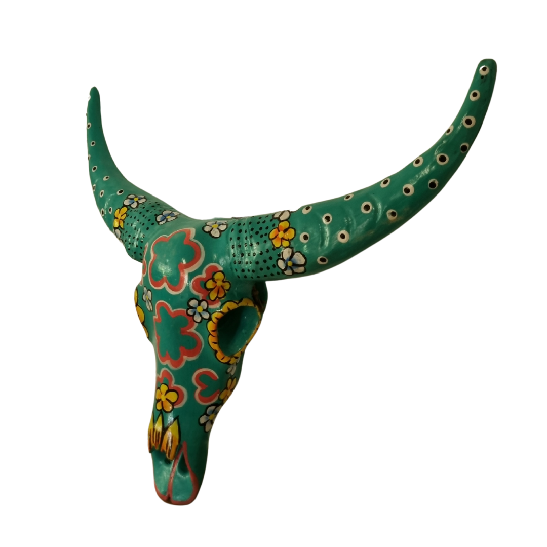 Floral Resin Cow Skull