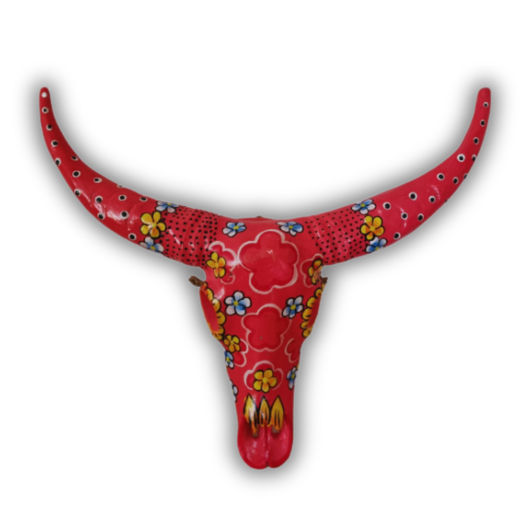 Floral Resin Cow Skull
