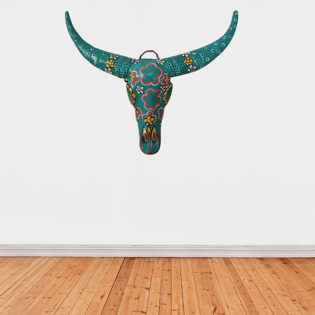 Floral Resin Cow Skull