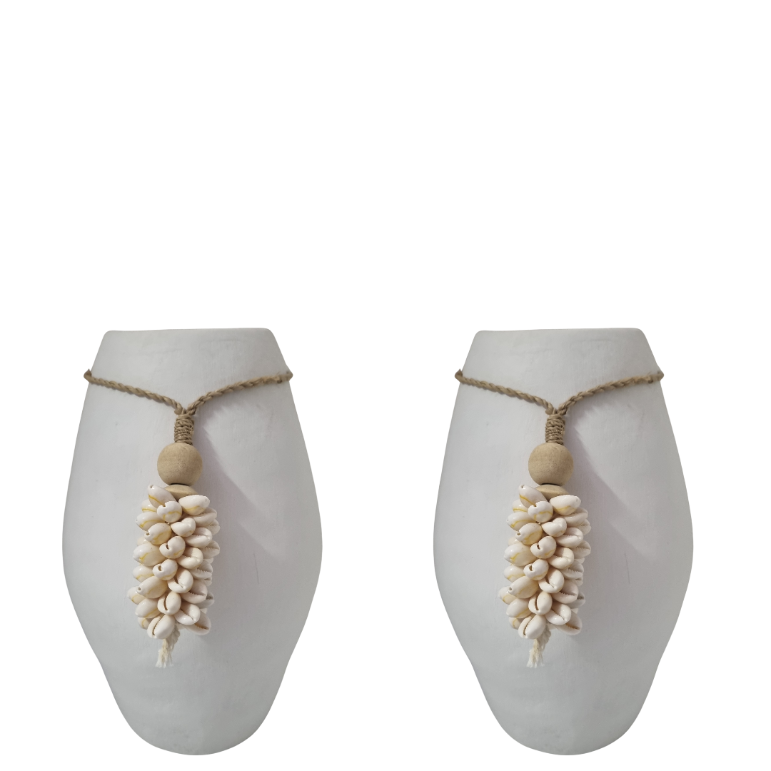 White Ceramic Vase Natural Bead (Beige)
