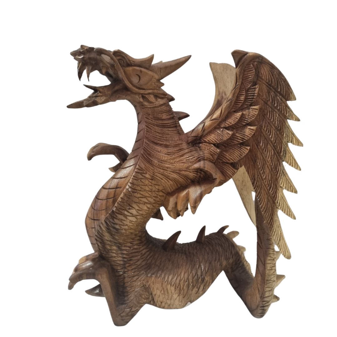 Hand-carved dragon wings detail– Style 2 – Dark-toned hand-carved 
