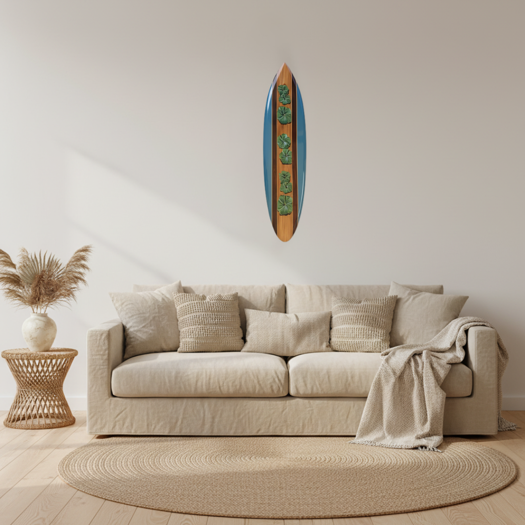 beautiful decorative artwork set on a livingroom wall natural tones lounge setting. 