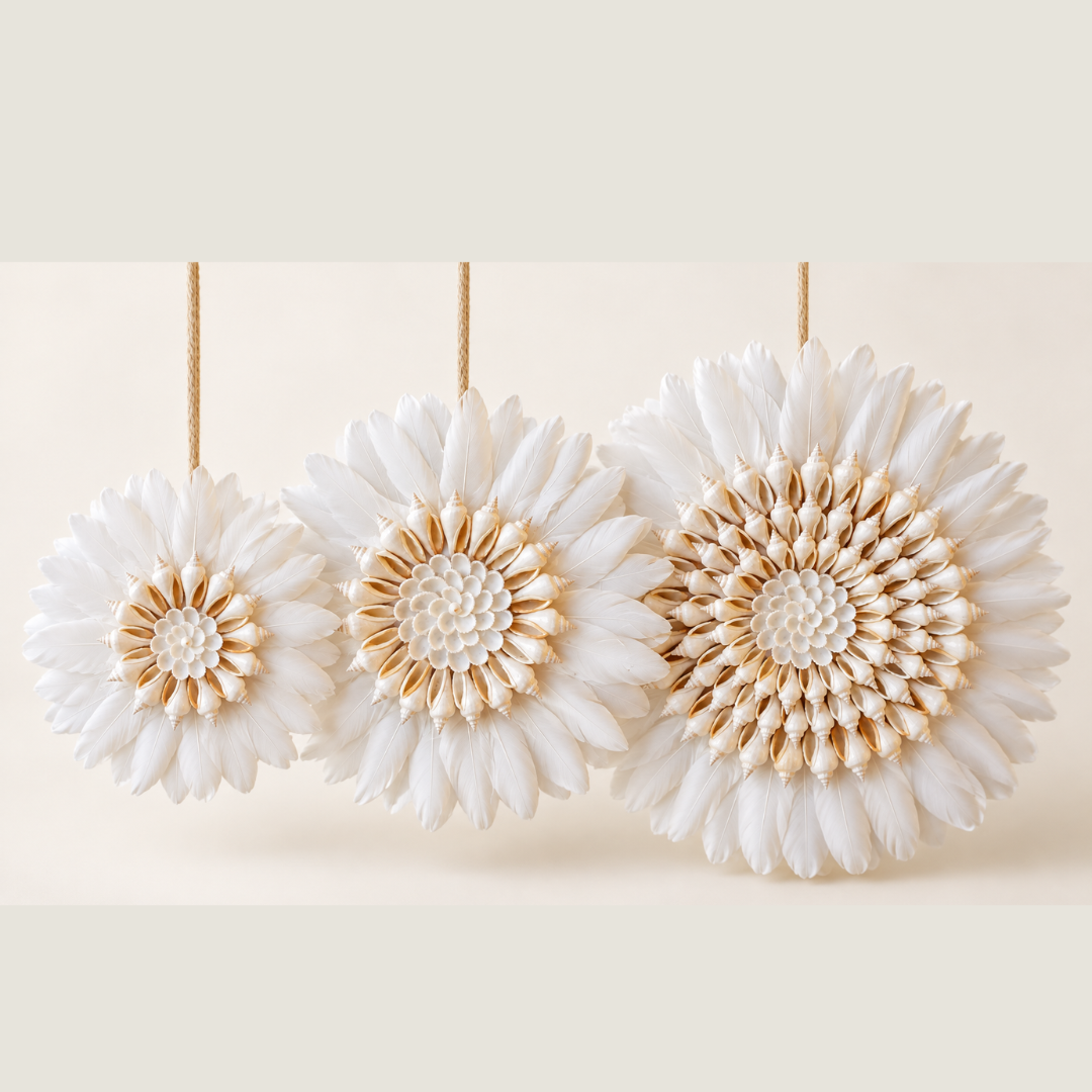 JUJU Hat Spiral Design Natural shown in all three sizes, 20cm, 30cm and 35cm