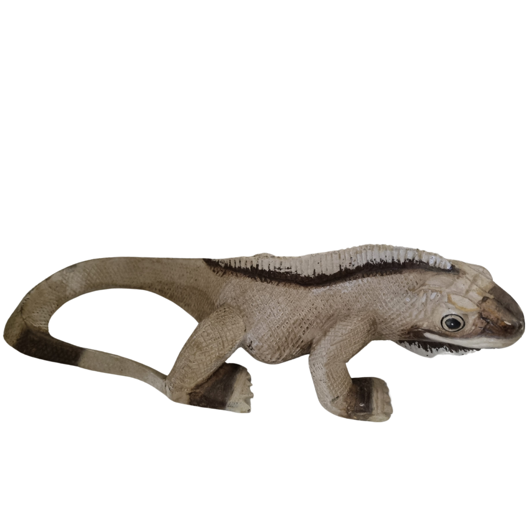 Hand Carved Wooden Lizard Painted 