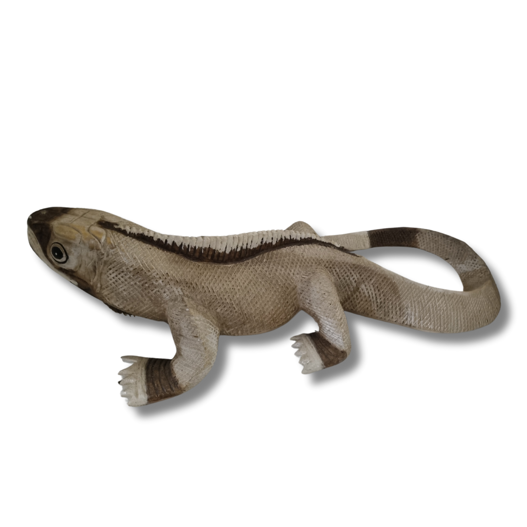 Hand Carved Wooden Lizard painted 