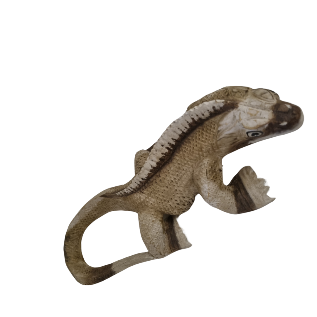Hand Carved Wooden Lizard Painted 