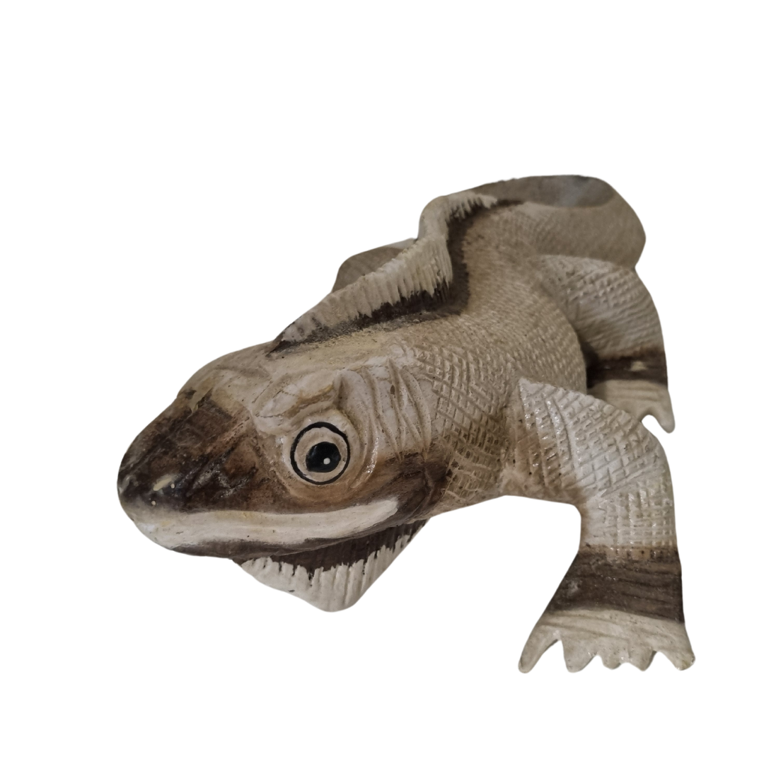 Hand Carved Wooden Lizard painted 