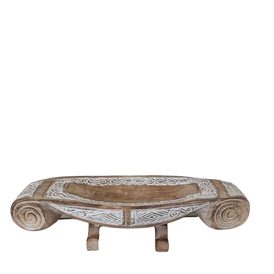 Tribal Whitewash Longboat Tray