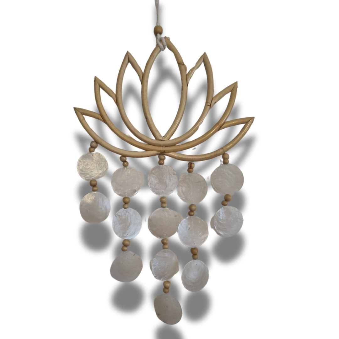 wall hangings with white capriz shell, against a white background.