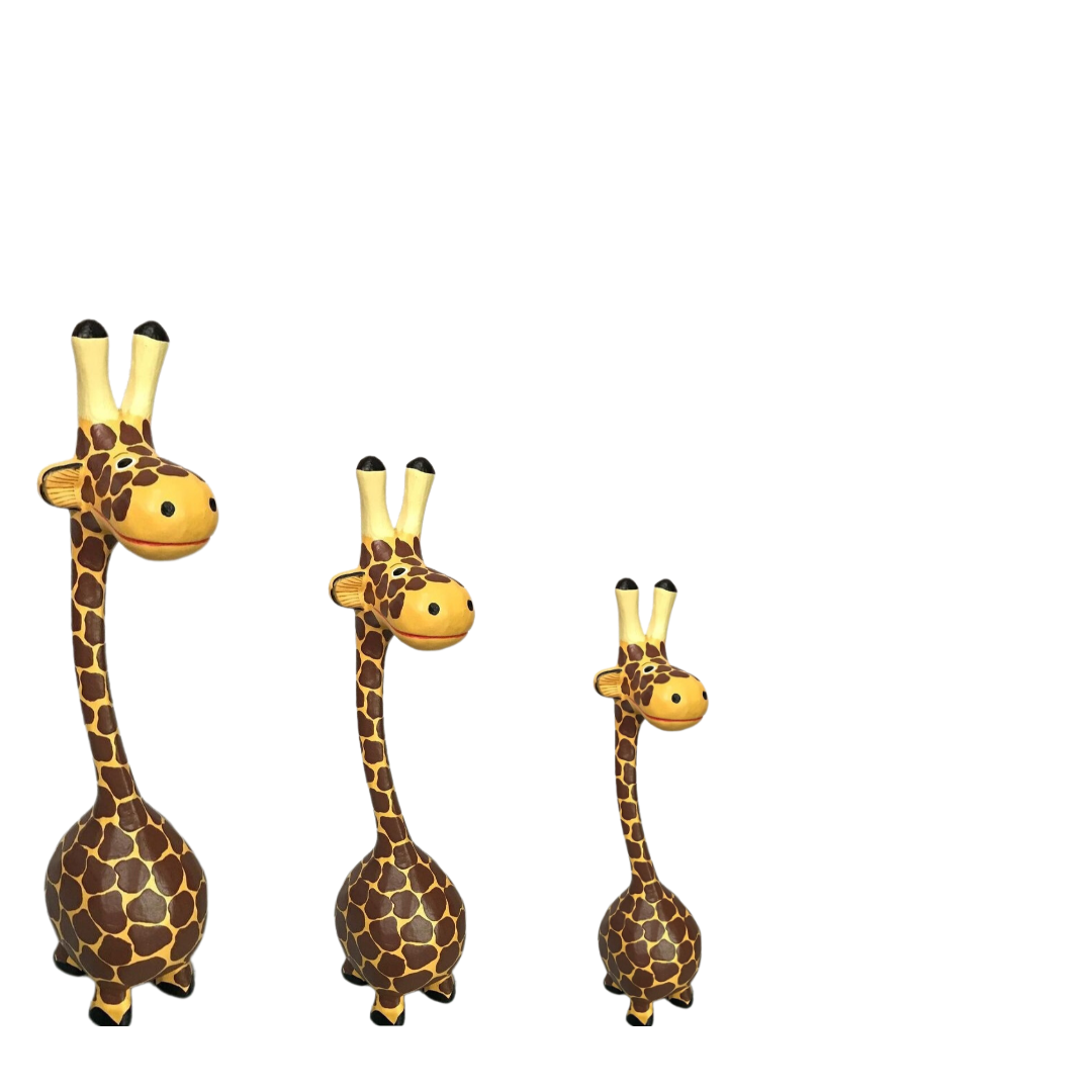 wooden giraffe statue in order from large medium and small set to decorate a Nursery Room Decor Giraffe set 