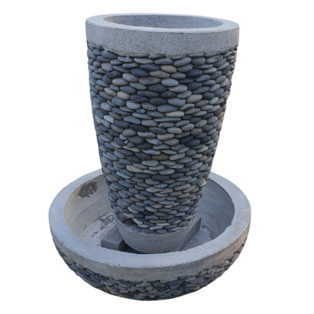 Decorative vase with pebble pattern on a white background