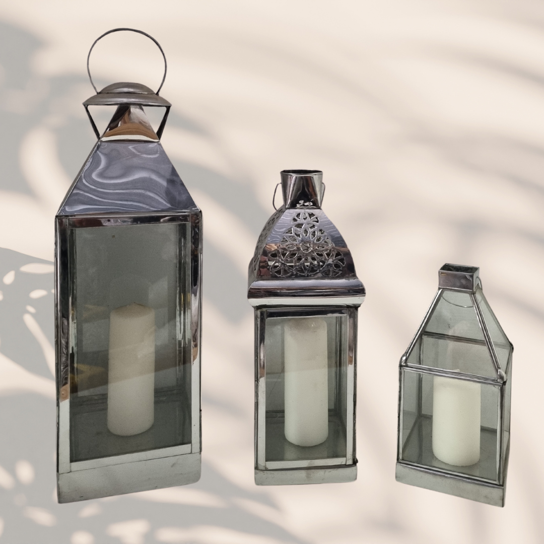 Silver Metal Lantern Décor 3 different designs