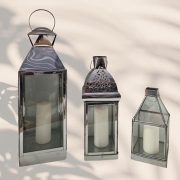 Silver Metal Lantern Décor 3 different designs