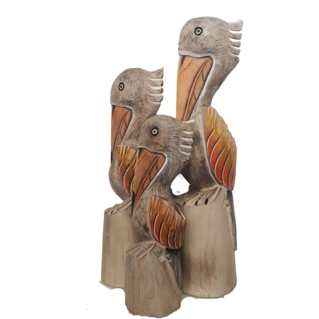 Wooden Carved Pelicans