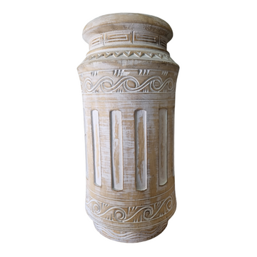 Exquisite Hand Carved Wooden Vase Large