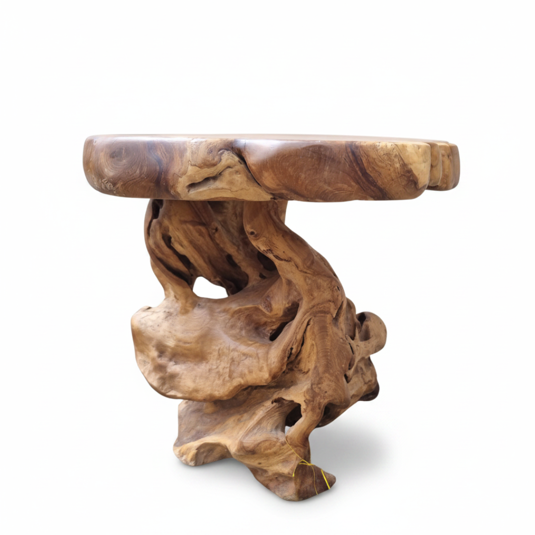 Style 1 Wooden table with natural, organic design on a white background