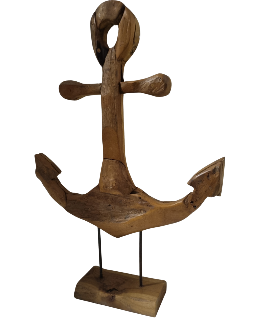 Rustic Reclaimed Teak Anchor – medium without Stand – weathered teak wood, wall-ready | Azure Decor