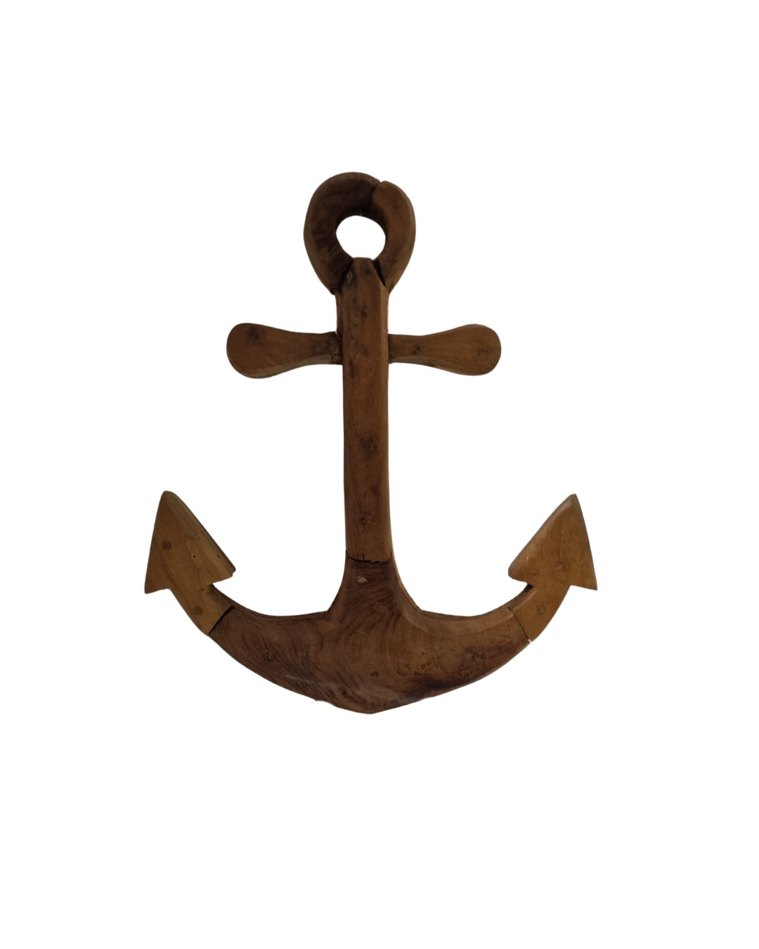 Rustic Reclaimed Teak Anchor – Small without Stand – weathered teak wood, wall-ready | Azure Decor