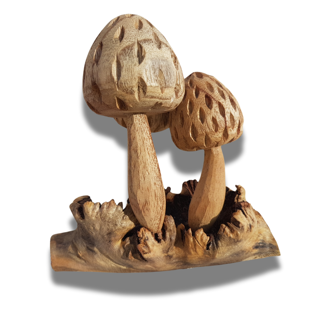 Wooden Mushrooms Carving 3 Stool Design style 2