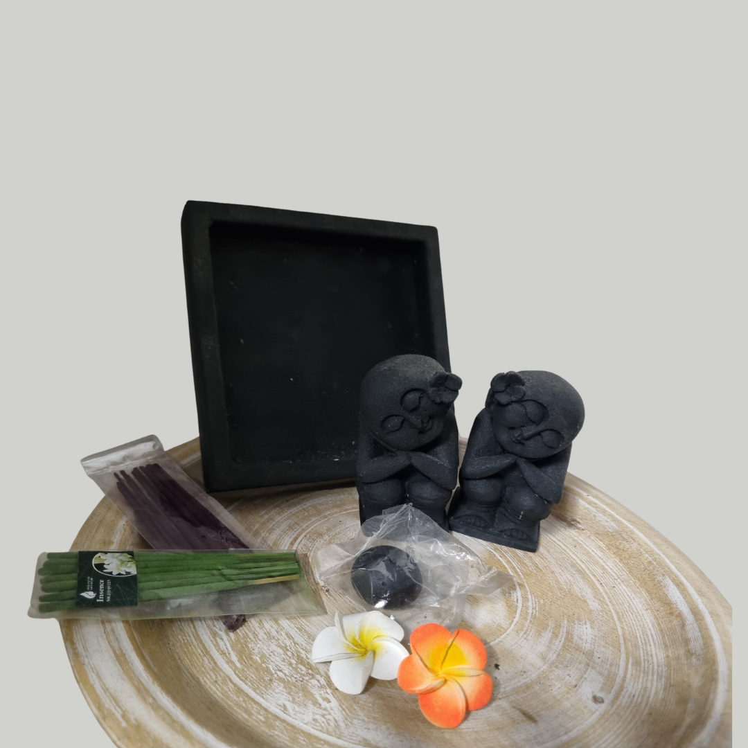 Buddha Stone Carved Incense Holder Set – Azure Decor